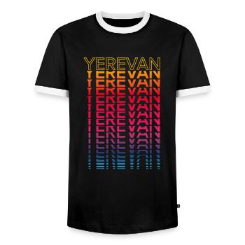 Retro Nostalgic City - Rainbow Yerevan - Men's Ringer Shirt - black/white - Front - AI Model Female 172 light (172cm) & AI Model Male 178 light (178cm)
