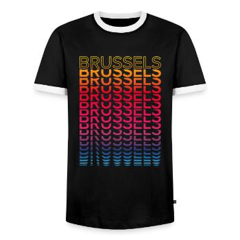Ville rétro nostalgique - Rainbow Brussels - T-shirt contrasté Homme - noir/blanc - Devant - AI Model Female 172 light (172cm) & AI Model Male 178 light (178cm)