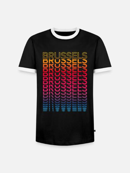Retro Nostalgic City - Rainbow Brussels - Men's Ringer Shirt - black/white