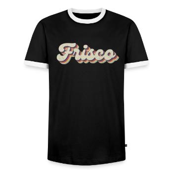 Nostalgique des années 70 USA City - Vintage Frisco - T-shirt contrasté Homme - noir/blanc - Devant - AI Model Female 172 light (172cm) & AI Model Male 178 light (178cm)
