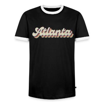 Nostalgisch 70er USA Stadt - Vintage Atlanta - Männer Kontrast-T-Shirt - Schwarz/Weiß - Vorne - AI Model Female 172 light (172cm) & AI Model Male 178 light (178cm)