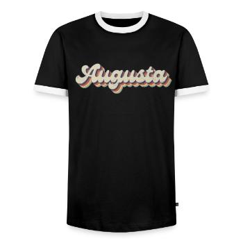 Nostalgique usa city des années 70 - Vintage Augusta - T-shirt contrasté Homme - noir/blanc - Devant - AI Model Female 172 light (172cm) & AI Model Male 178 light (178cm)
