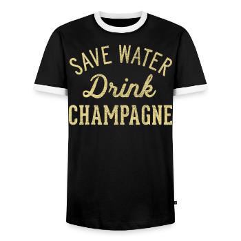 Save on water drink - Men's Ringer Shirt - black/white - Front - AI Model Female 172 light (172cm) & AI Model Male 178 light (178cm)