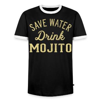 Économisez de l’eau boire du mojito - T-shirt contrasté Homme - noir/blanc - Devant - AI Model Female 172 light (172cm) & AI Model Male 178 light (178cm)