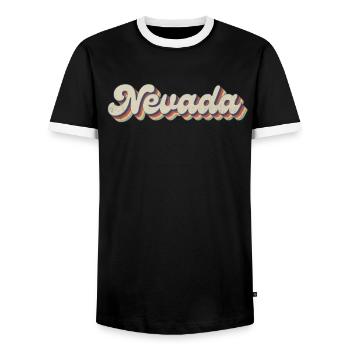 Vintage Hippie 70er USA Staat - Retro Nevada - Männer Kontrast-T-Shirt - Schwarz/Weiß - Vorne - AI Model Female 172 light (172cm) & AI Model Male 178 light (178cm)