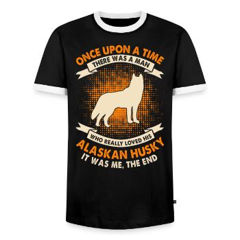 Once Upon a Time - Alaskan Husky - Men's Ringer Shirt - black/white - Front - AI Model Female 172 light (172cm) & AI Model Male 178 light (178cm)