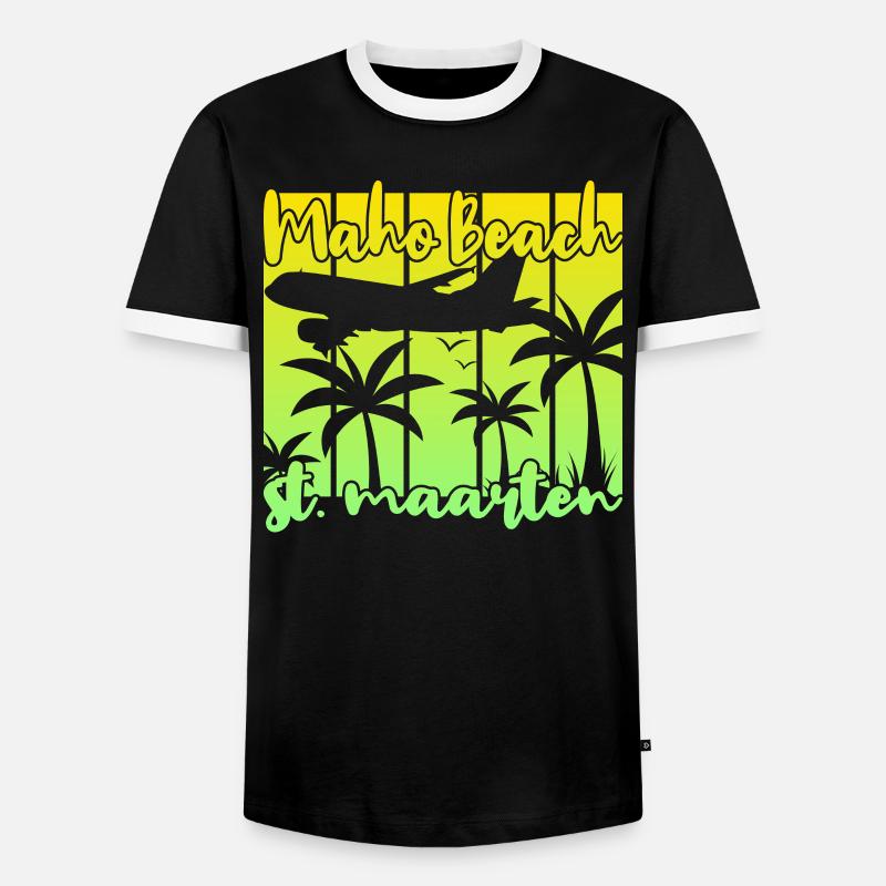 Maho Beach St. Maarten - Männer Kontrast-T-Shirt - Schwarz/Weiß