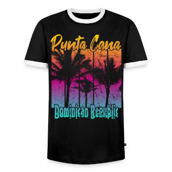 Punta Cana République dominicaine - T-shirt contrasté Homme - noir/blanc - Devant - AI Model Female 172 light (172cm) & AI Model Male 178 light (178cm)