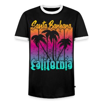 Vintage Santa Barbara Sunset - Men's Ringer Shirt - black/white - Front - AI Model Female 172 light (172cm) & AI Model Male 178 light (178cm)