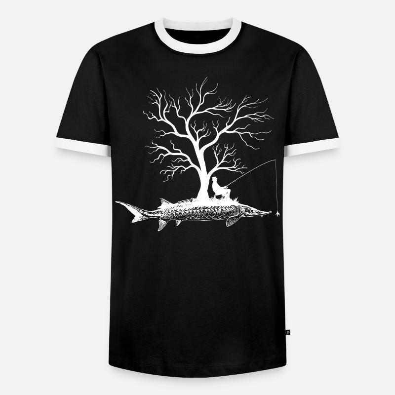 Graphic Tree - Fish Sturgeon - Men's Ringer Shirt - black/white
