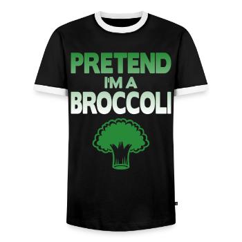 Pretend i'm a Broccoli - Men's Ringer Shirt - black/white - Front - AI Model Female 172 light (172cm) & AI Model Male 178 light (178cm)