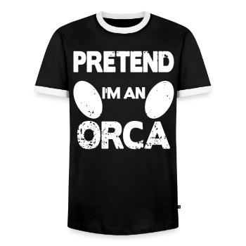 Pretend i'm an Orca - Men's Ringer Shirt - black/white - Front - AI Model Female 172 light (172cm) & AI Model Male 178 light (178cm)