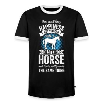 Équitation - Holsteiner Pferd - T-shirt contrasté Homme - noir/blanc - Devant - AI Model Female 172 light (172cm) & AI Model Male 178 light (178cm)
