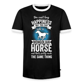 Reiten - Mongolisches Pferd - Männer Kontrast-T-Shirt - Schwarz/Weiß - Vorne - AI Model Female 172 light (172cm) & AI Model Male 178 light (178cm)