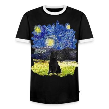 Sternennacht - Shetland Sheepdog - Männer Kontrast-T-Shirt - Schwarz/Weiß - Vorne - AI Model Female 172 light (172cm) & AI Model Male 178 light (178cm)