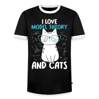 J’aime les chats - Théorie des modèles - T-shirt contrasté Homme - noir/blanc - Devant - AI Model Female 172 light (172cm) & AI Model Male 178 light (178cm)