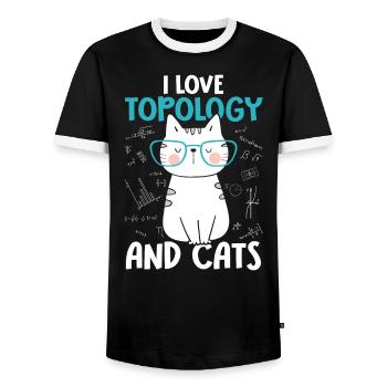 J’aime les chats - Topologie - T-shirt contrasté Homme - noir/blanc - Devant - AI Model Female 172 light (172cm) & AI Model Male 178 light (178cm)