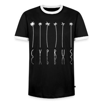 Palm Holiday - Island Cyprus - Men's Ringer Shirt - black/white - Front - AI Model Female 172 light (172cm) & AI Model Male 178 light (178cm)