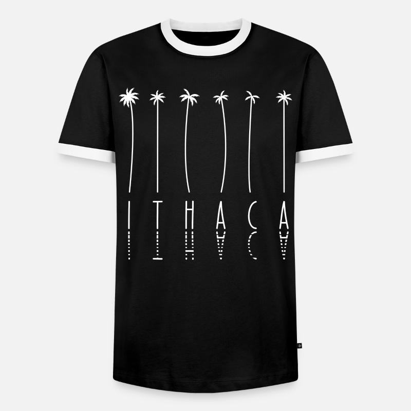 Palm - Island Greece Ithaca - Men's Ringer Shirt - black/white