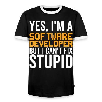 Stupid - Développeur de logiciels - T-shirt contrasté Homme - noir/blanc - Devant - AI Model Female 172 light (172cm) & AI Model Male 178 light (178cm)