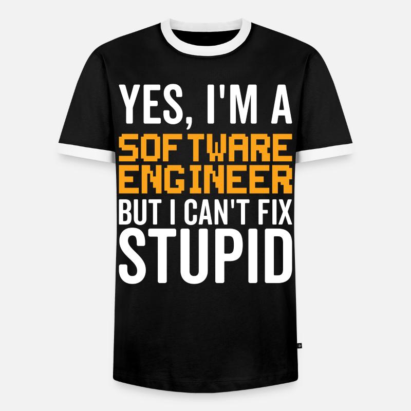 Dummes Software -Ingenieur - Männer Kontrast-T-Shirt - Schwarz/Weiß