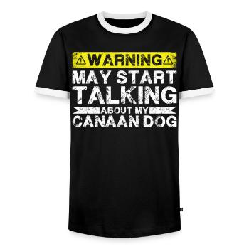 Parler du chien canaan - T-shirt contrasté Homme - noir/blanc - Devant - AI Model Female 172 light (172cm) & AI Model Male 178 light (178cm)
