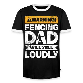 Warnschrei - Fechten Papa - Männer Kontrast-T-Shirt - Schwarz/Weiß - Vorne - AI Model Female 172 light (172cm) & AI Model Male 178 light (178cm)