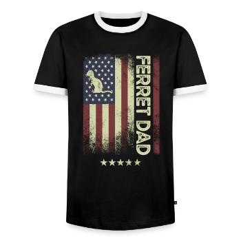 USA-amerikanische Flagge - Frettchen-Vati - Männer Kontrast-T-Shirt - Schwarz/Weiß - Vorne - AI Model Female 172 light (172cm) & AI Model Male 178 light (178cm)