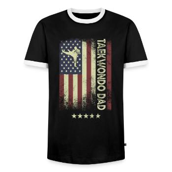 Drapeau américain des États-Unis - Taekwondo Dad - T-shirt contrasté Homme - noir/blanc - Devant - AI Model Female 172 light (172cm) & AI Model Male 178 light (178cm)