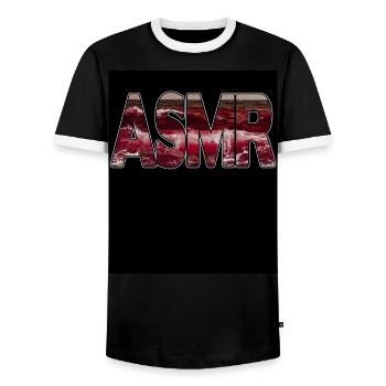 ASMR Waves Sea - Men's Ringer Shirt - black/white - Front - AI Model Female 172 light (172cm) & AI Model Male 178 light (178cm)