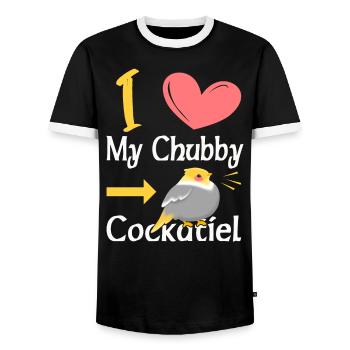 I Love my Chubby Cockatiel - Männer Kontrast-T-Shirt - Schwarz/Weiß - Vorne - AI Model Female 172 light (172cm) & AI Model Male 178 light (178cm)