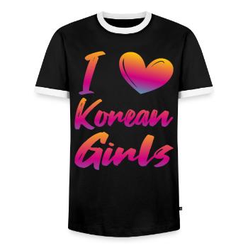 Ich liebe koreanische Mädchen - Männer Kontrast-T-Shirt - Schwarz/Weiß - Vorne - AI Model Female 172 light (172cm) & AI Model Male 178 light (178cm)