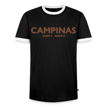 Coordonnées de la ville du Brésil - Campinas - T-shirt contrasté Homme - noir/blanc - Devant - AI Model Female 172 light (172cm) & AI Model Male 178 light (178cm)