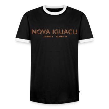 Coordonnées de la ville de Brésil - Nova Iguaçu - T-shirt contrasté Homme - noir/blanc - Devant - AI Model Female 172 light (172cm) & AI Model Male 178 light (178cm)