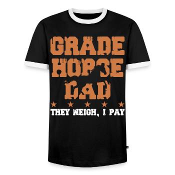 Père du cheval - Grade Horse - T-shirt contrasté Homme - noir/blanc - Devant - AI Model Female 172 light (172cm) & AI Model Male 178 light (178cm)