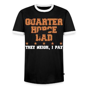 Père Cheval - Quarter Horse - T-shirt contrasté Homme - noir/blanc - Devant - AI Model Female 172 light (172cm) & AI Model Male 178 light (178cm)