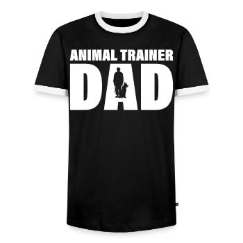 Job - Animal Trainer Papa - Men's Ringer Shirt - black/white - Front - AI Model Female 172 light (172cm) & AI Model Male 178 light (178cm)