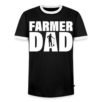 Job - Farmer Dad - Men's Ringer Shirt - black/white - Front - AI Model Female 172 light (172cm) & AI Model Male 178 light (178cm)