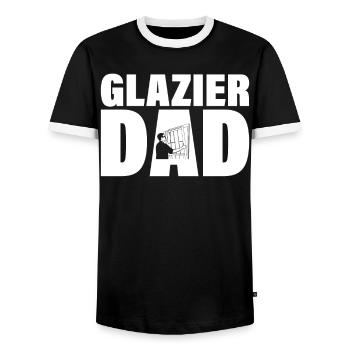 Job - Glazier Papa - Men's Ringer Shirt - black/white - Front - AI Model Female 172 light (172cm) & AI Model Male 178 light (178cm)
