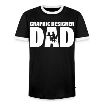 Job - Graphic Designer Father - Men's Ringer Shirt - black/white - Front - AI Model Female 172 light (172cm) & AI Model Male 178 light (178cm)
