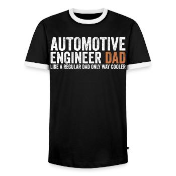 Papa - Kfz -Ingenieur - Männer Kontrast-T-Shirt - Schwarz/Weiß - Vorne - AI Model Female 172 light (172cm) & AI Model Male 178 light (178cm)