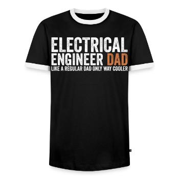 Papa - Electrical Engineer - Men's Ringer Shirt - black/white - Front - AI Model Female 172 light (172cm) & AI Model Male 178 light (178cm)