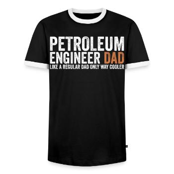 Papa - Petroleum Engineer - Men's Ringer Shirt - black/white - Front - AI Model Female 172 light (172cm) & AI Model Male 178 light (178cm)