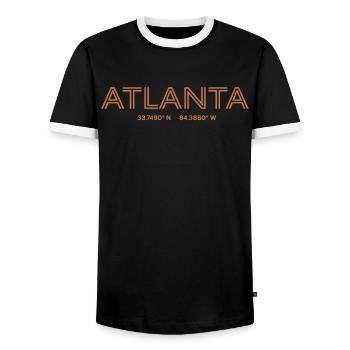 Coordonnées de la ville des États-Unis - Atlanta - T-shirt contrasté Homme - noir/blanc - Devant - AI Model Female 172 light (172cm) & AI Model Male 178 light (178cm)