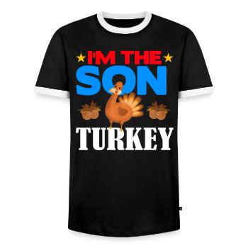 I'm the Son Turkey - Männer Kontrast-T-Shirt - Schwarz/Weiß - Vorne - AI Model Female 172 light (172cm) & AI Model Male 178 light (178cm)