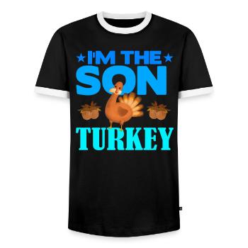 I'm the Son Turkey - Männer Kontrast-T-Shirt - Schwarz/Weiß - Vorne - AI Model Female 172 light (172cm) & AI Model Male 178 light (178cm)