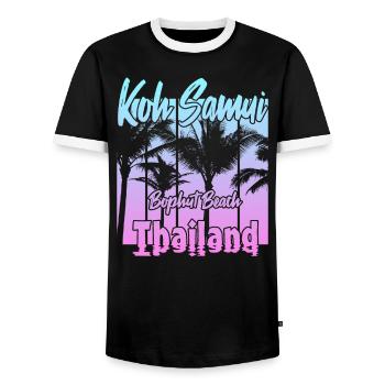 Koh Samui Thailand Bophut Beach - Men's Ringer Shirt - black/white - Front - AI Model Female 172 light (172cm) & AI Model Male 178 light (178cm)