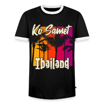 Ko Samet Thailand - Men's Ringer Shirt - black/white - Front - AI Model Female 172 light (172cm) & AI Model Male 178 light (178cm)