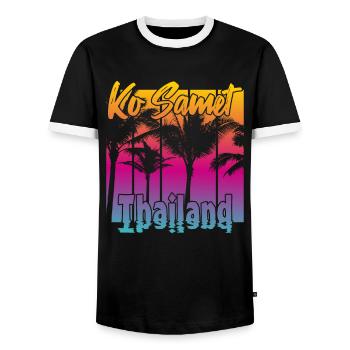 Ko Samet Thailand - Men's Ringer Shirt - black/white - Front - AI Model Female 172 light (172cm) & AI Model Male 178 light (178cm)