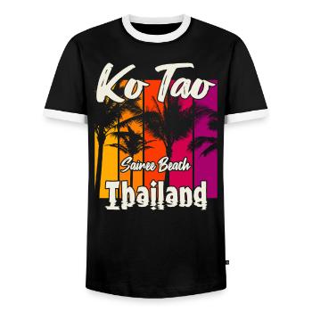Ko Tao Sairee Beach Thaïlande - T-shirt contrasté Homme - noir/blanc - Devant - AI Model Female 172 light (172cm) & AI Model Male 178 light (178cm)